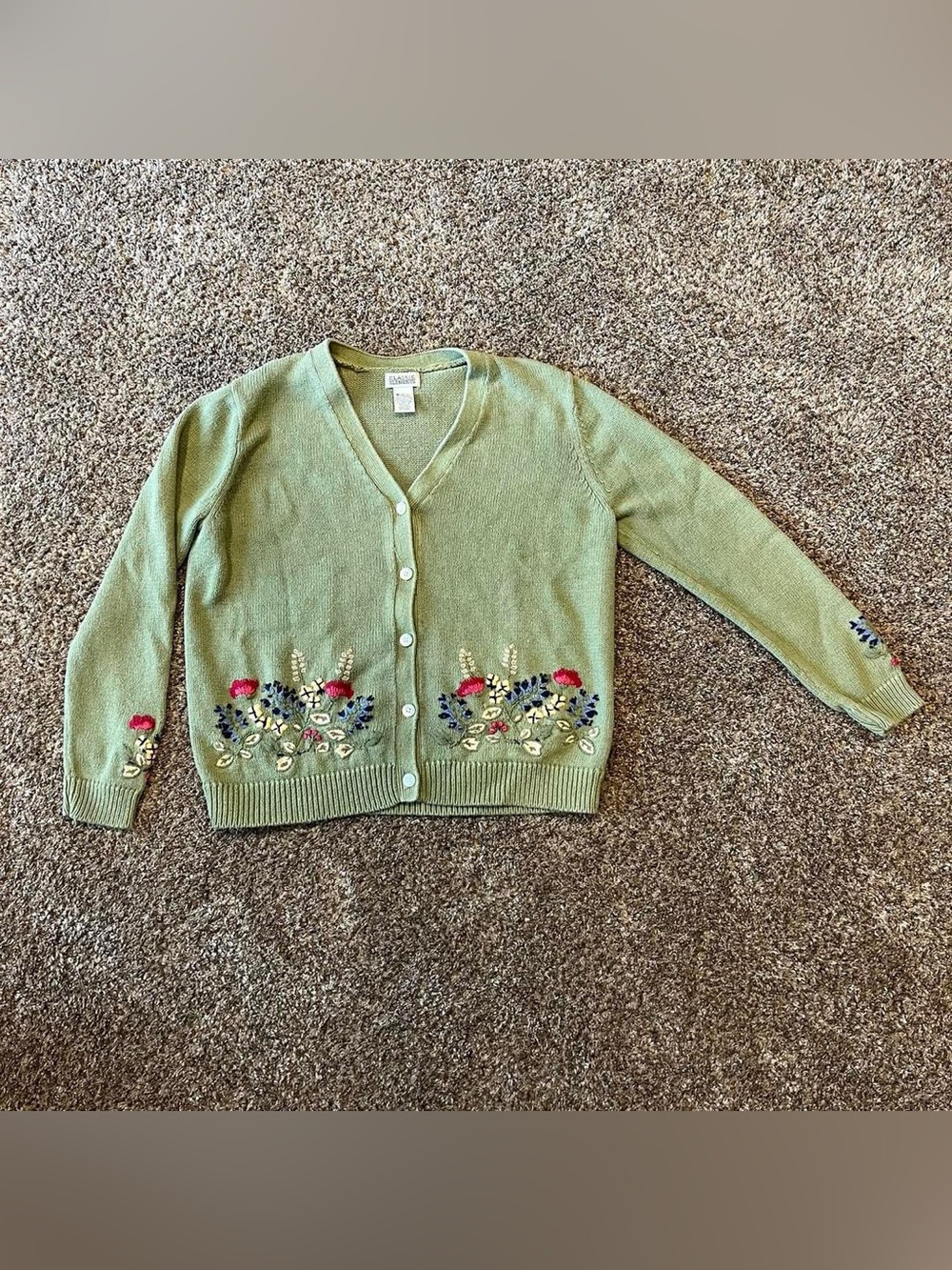 Classic Elements light green floral stitched cardigan